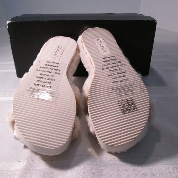 DKNY Gold Logo Furry Bevan Flat Slides NIB Sz 6 - Picture 7 of 8